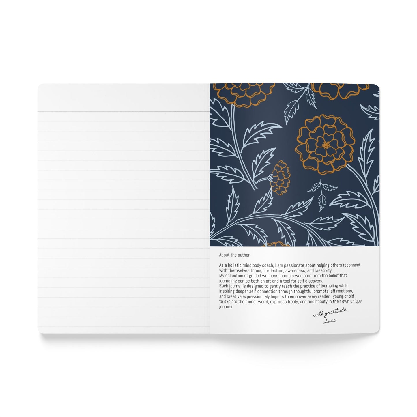 October Birth Flower Inspired Wellness Journal | Mindfulness | Affirmation | Marigold & Cosmos