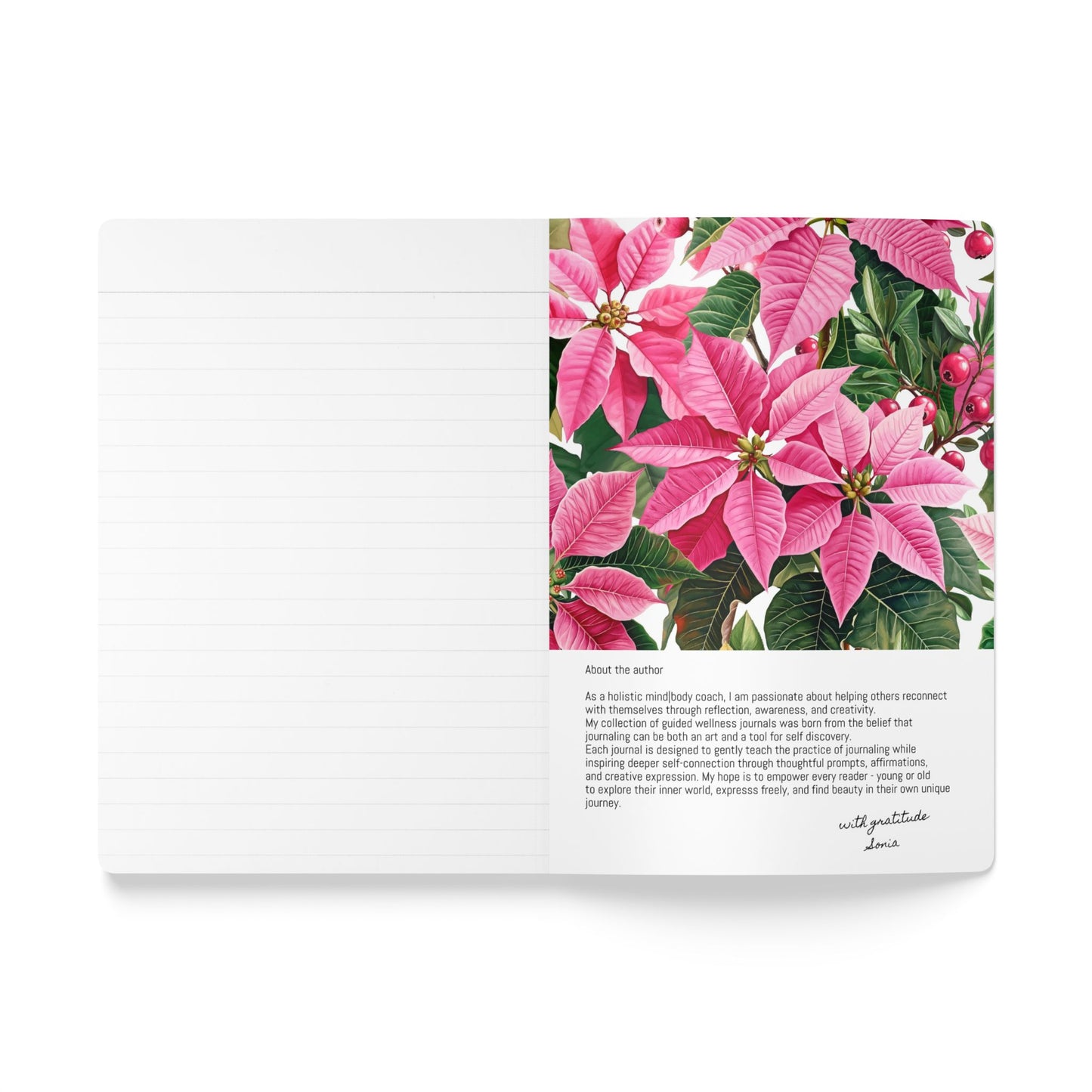 December Birth Flower Inspired Wellness Journal | Mindfulness | Affirmation | Holly & Poinsettia