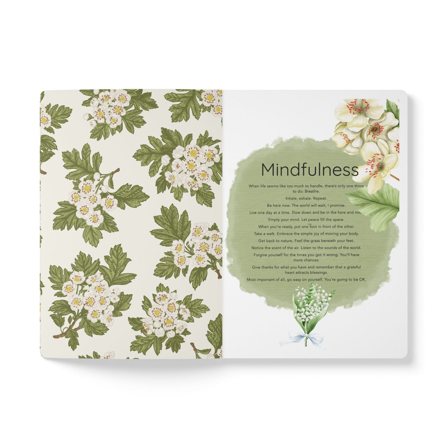 May Birth Flower Inspired Wellness Journal | Mindfulness | Affirmation | Lily of the Valley & Hawthorn