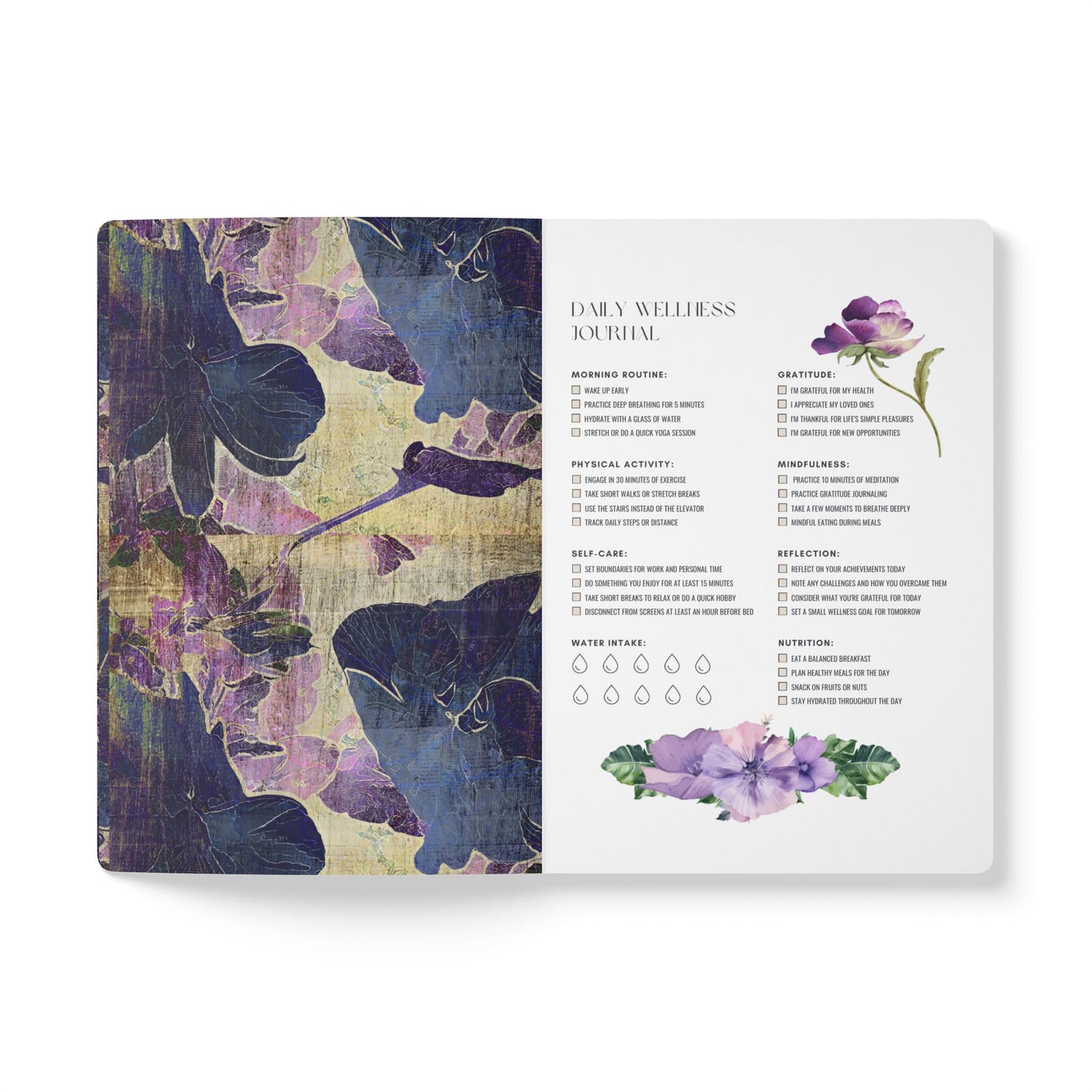 February Birth Flower Inspired Wellness Journal | Mindfulness | Affirmation | Violet & Primrose
