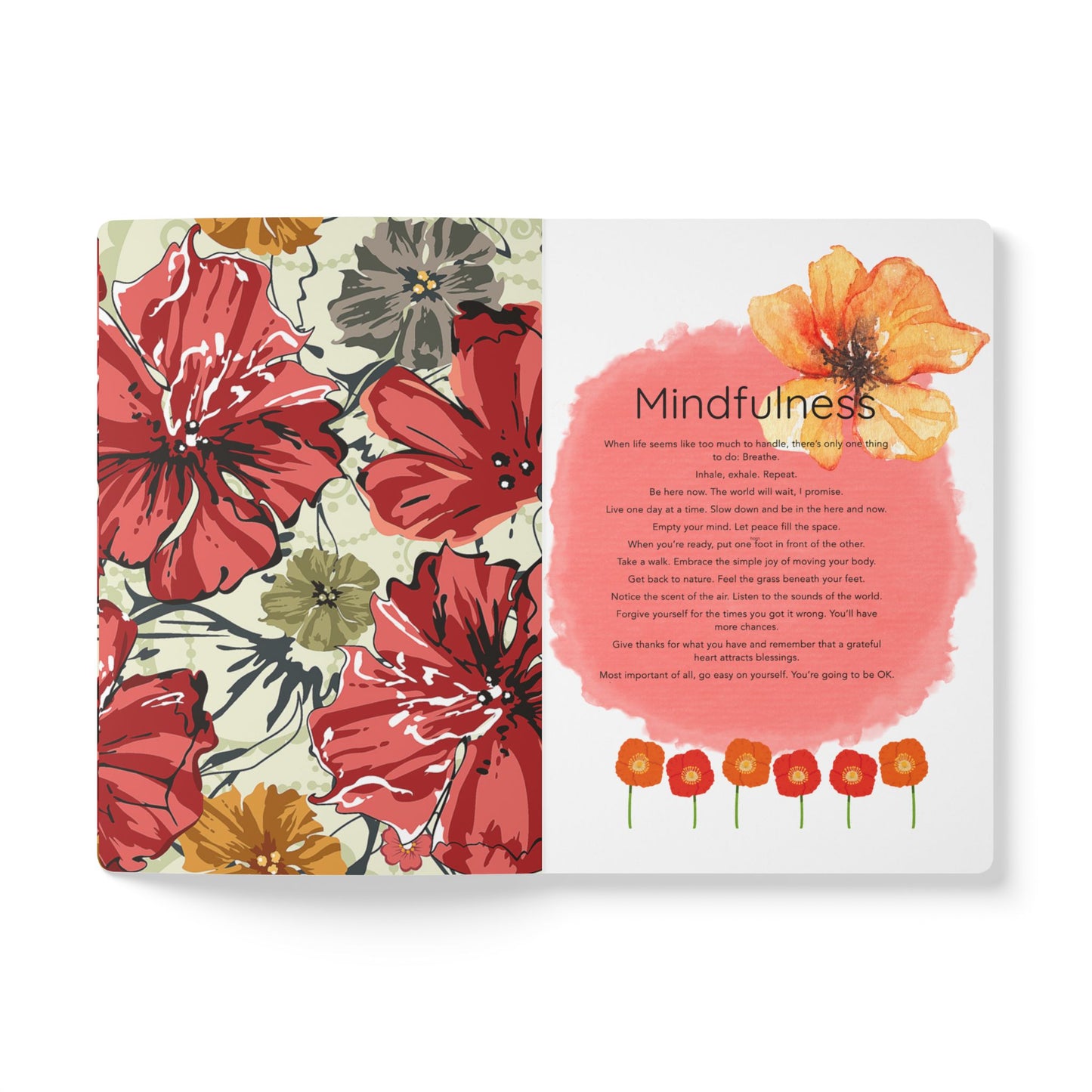 August Birth Flower Inspired Wellness Journal | Mindfulness | Affirmation | Gladiolus & Poppy