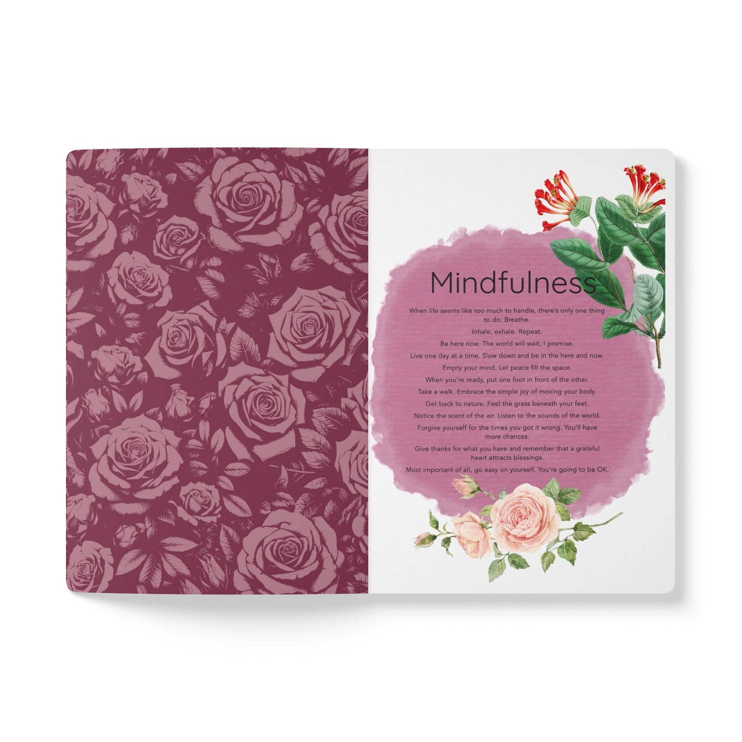 June Birth Flower Inspired Wellness Journal | Mindfulness | Affirmation | Rose & Honeysuckle