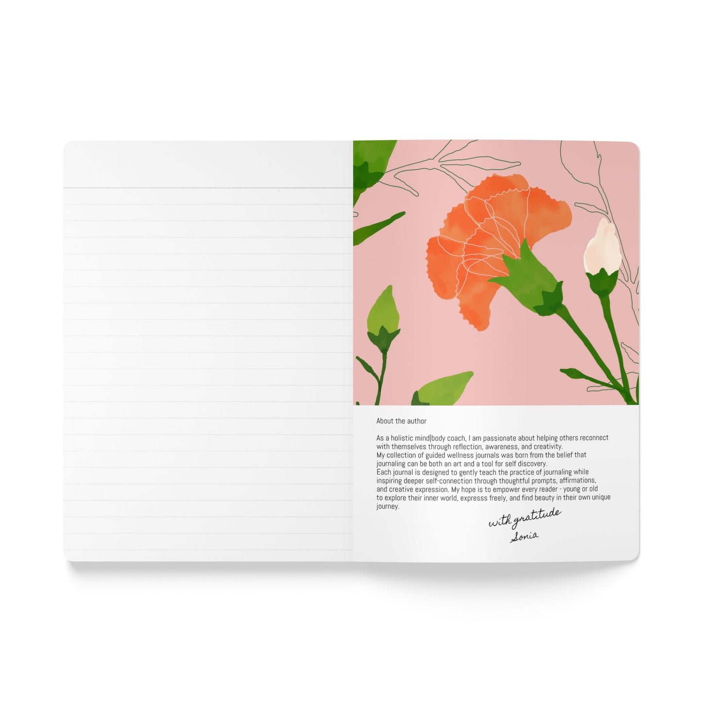 January Birth Flower Inspired Wellness Journal | Mindfulness | Affirmation | Carnation & Snowdrop