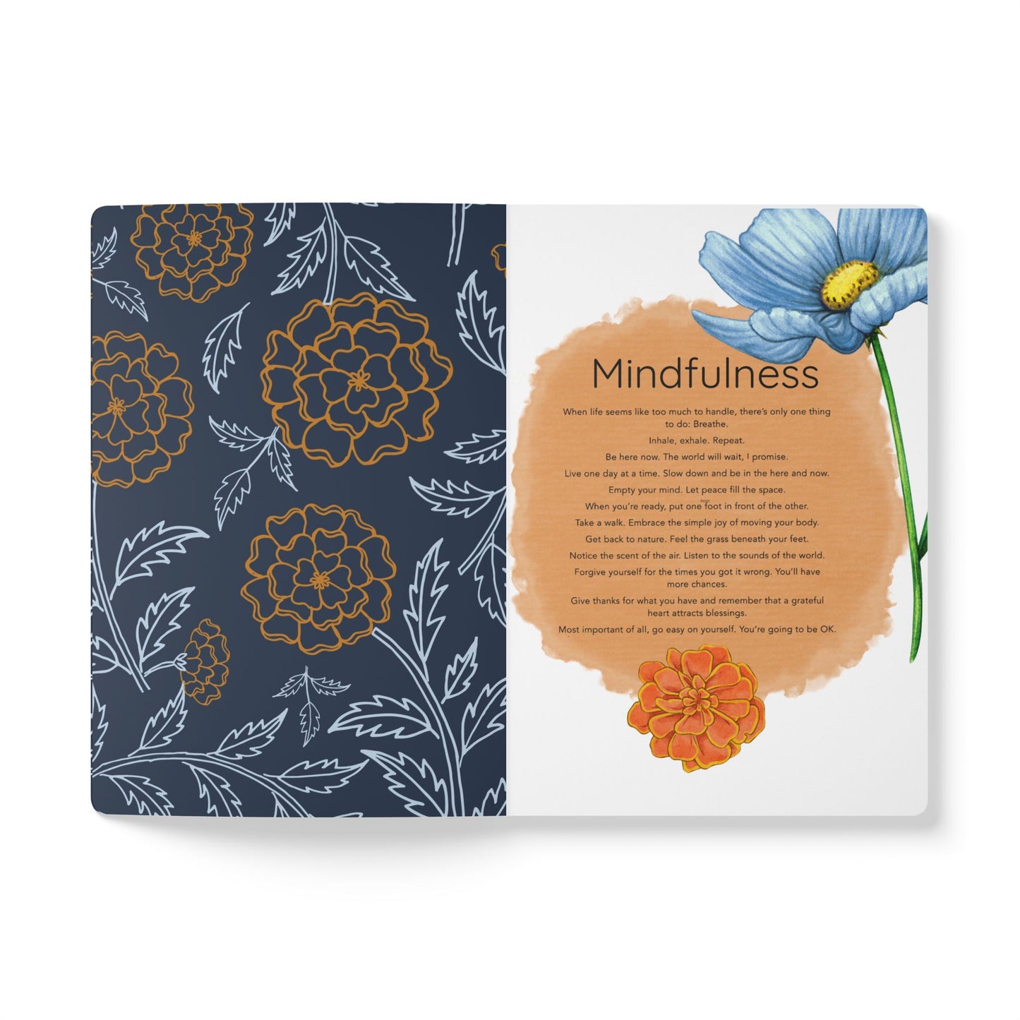 October Birth Flower Inspired Wellness Journal | Mindfulness | Affirmation | Marigold & Cosmos