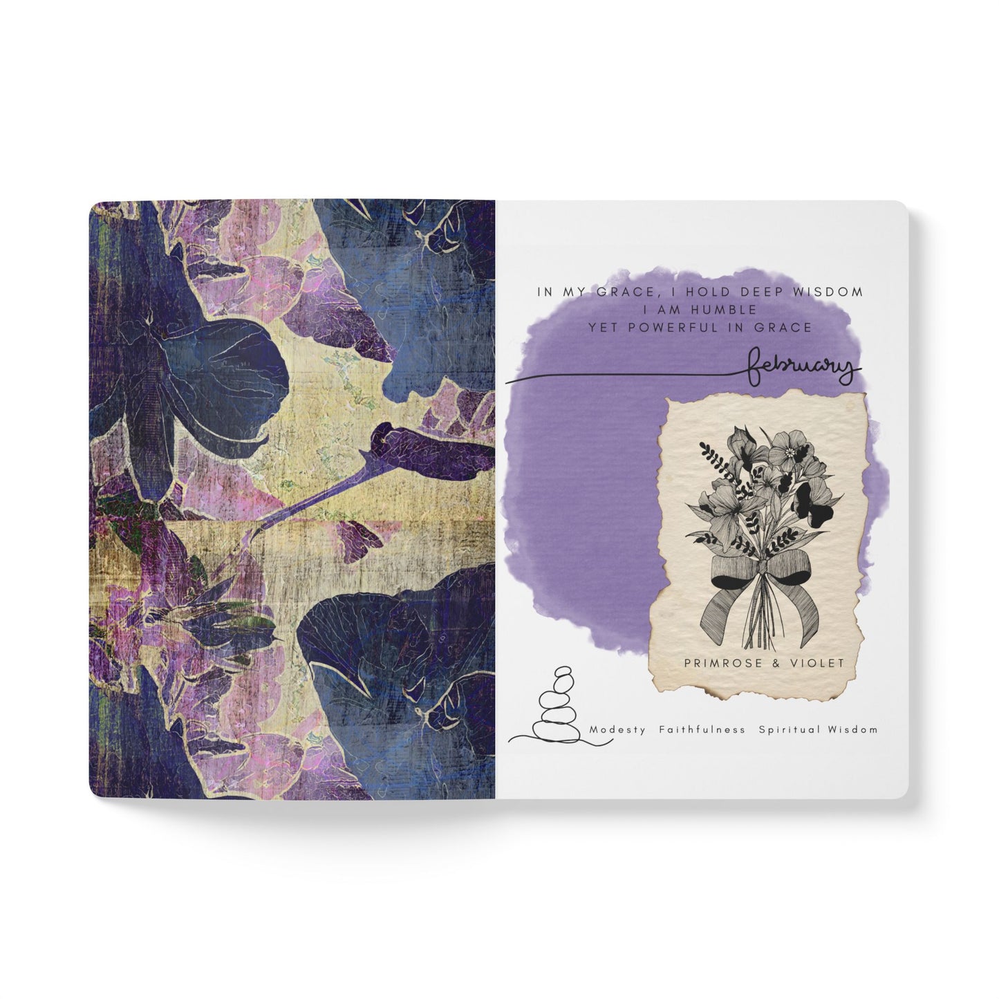 February Birth Flower Inspired Wellness Journal | Mindfulness | Affirmation | Violet & Primrose