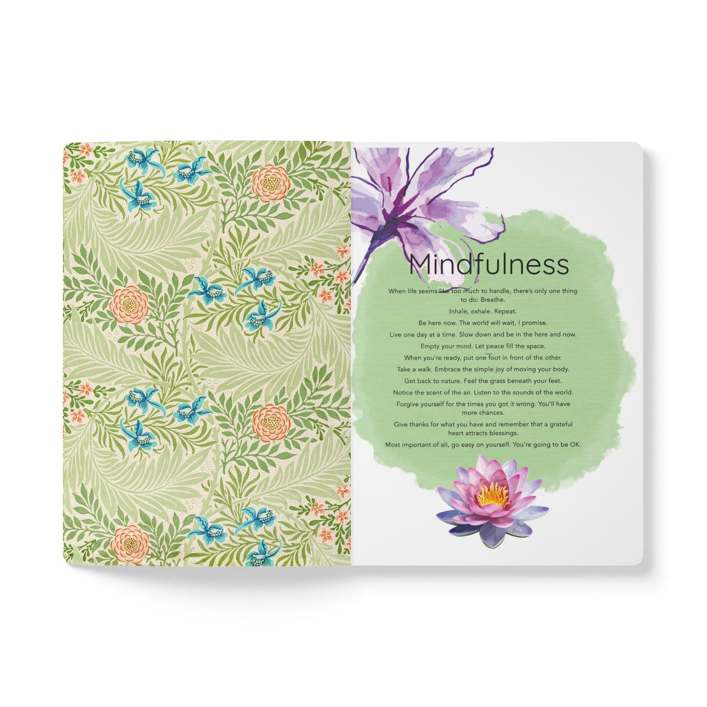 July Birth Flower Inspired Wellness Journal | Mindfulness | Affirmation | Larkspur & Water Lily