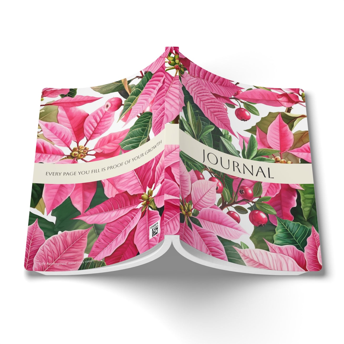 December Birth Flower Inspired Wellness Journal | Mindfulness | Affirmation | Holly & Poinsettia