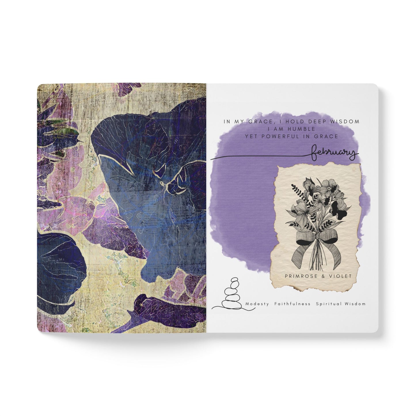 February Birth Flower Inspired Wellness Journal | Mindfulness | Affirmation | Violet & Primrose
