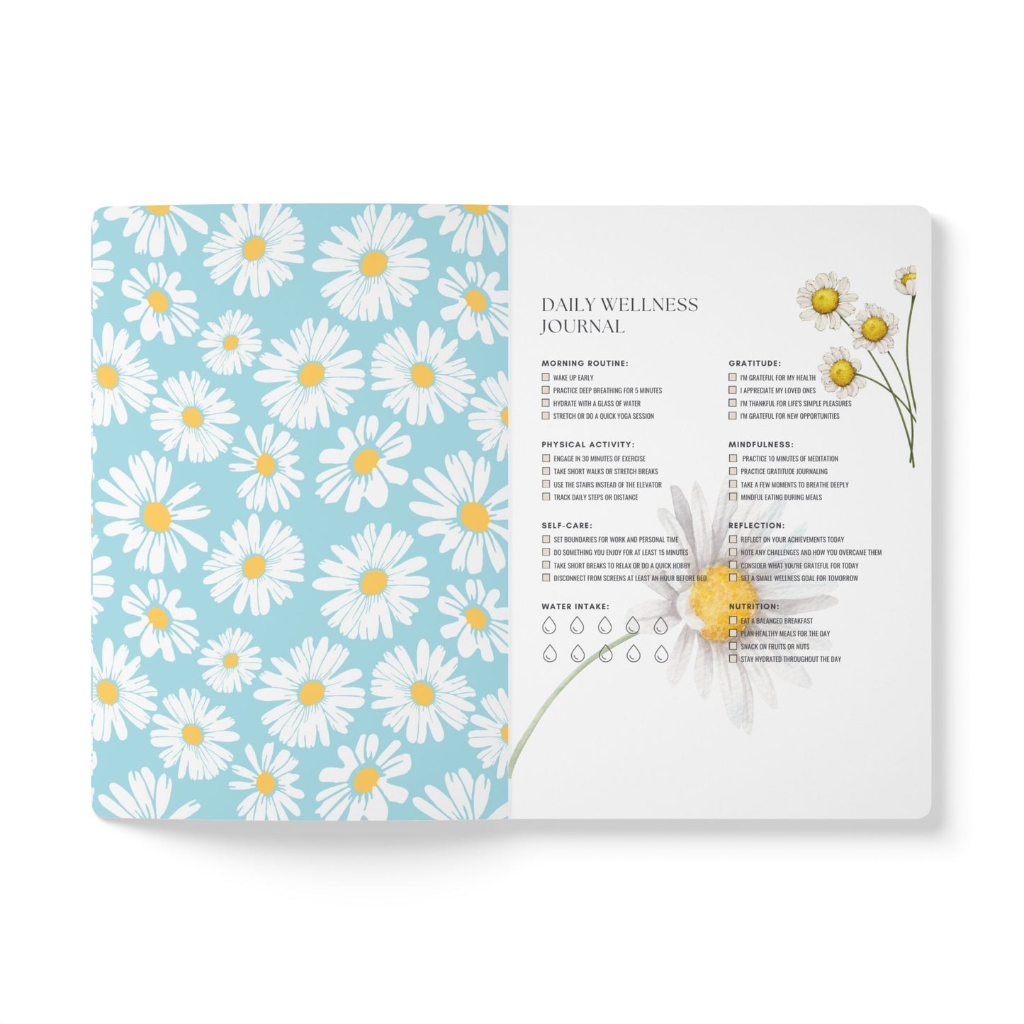 April Birth Flower Inspired Wellness Journal | Mindfulness | Affirmation | Daisy & Sweet Pea
