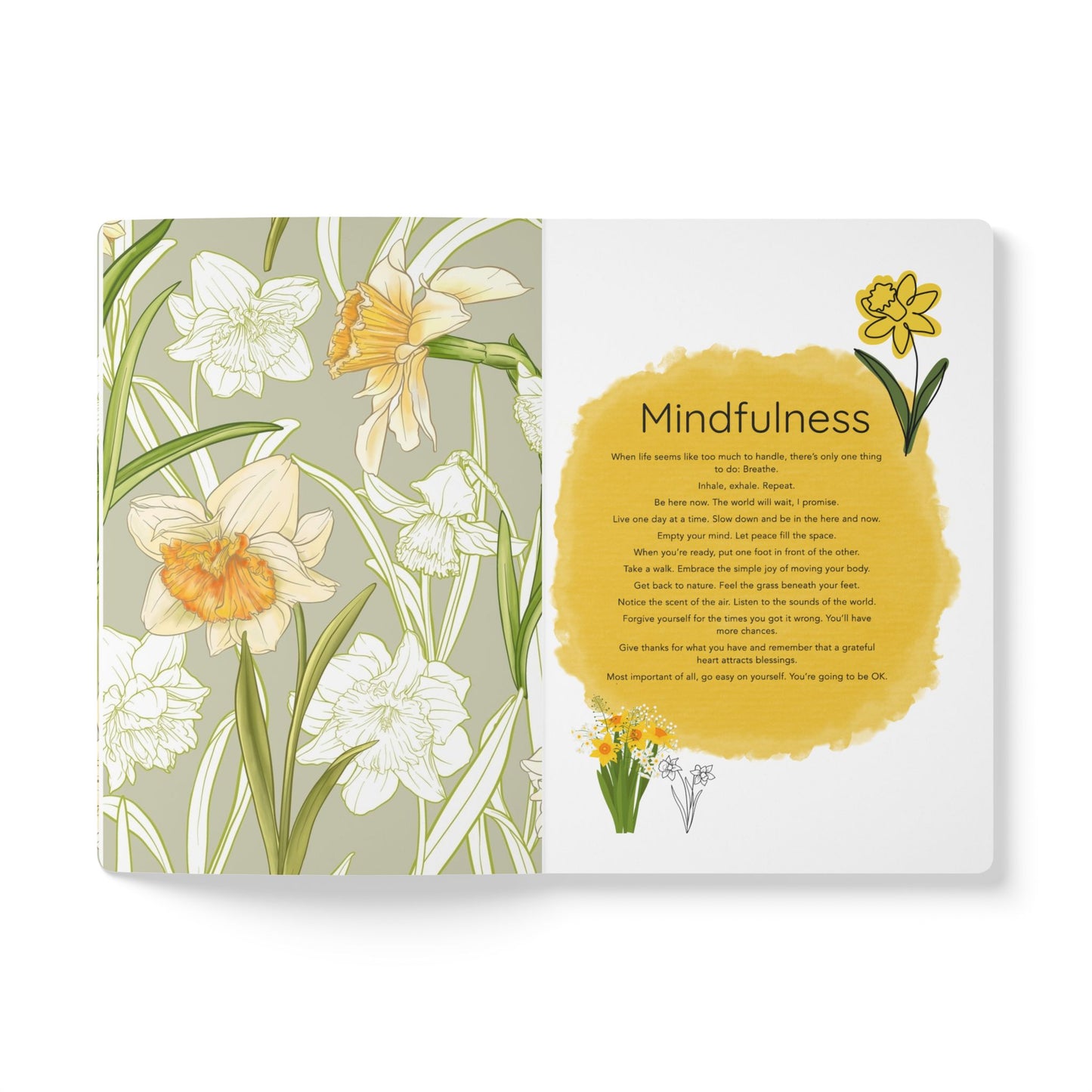 March Birth Flower Inspired Wellness Journal | Mindfulness | Affirmation | Daffodil & Jonquil